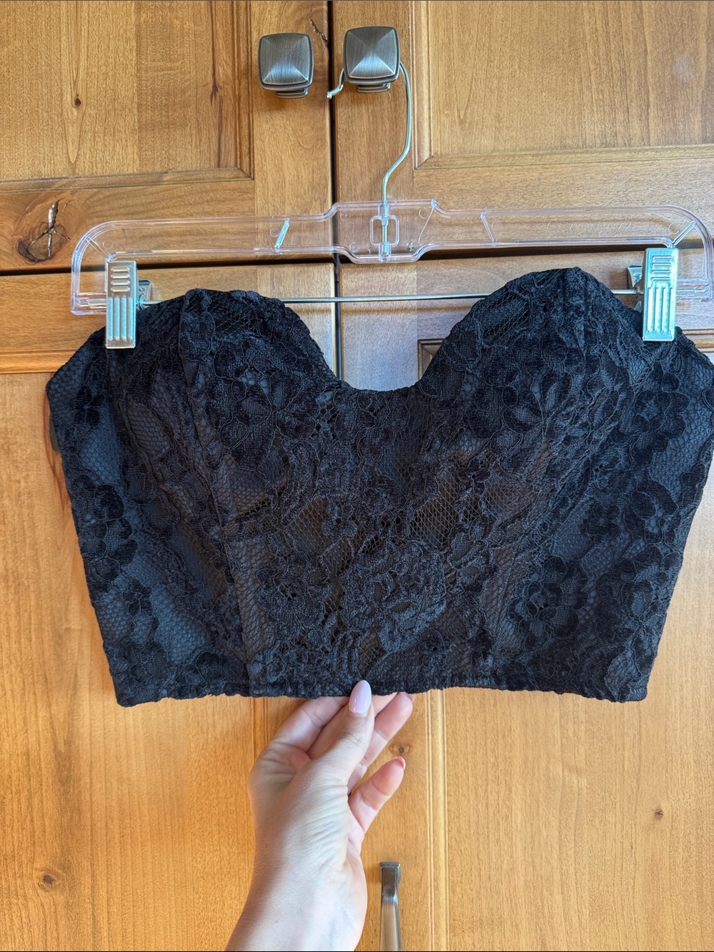 naked wardrobe Black Lace Strapless Bandeau Bralette